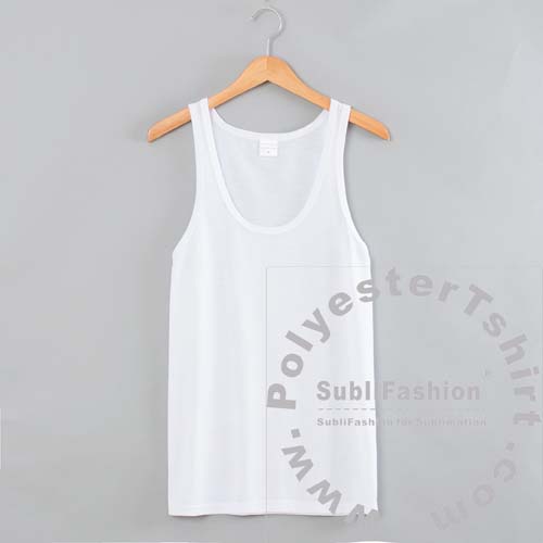 CottonFeel Polyester Gym Tank Top, deep front neck drop Special Flat